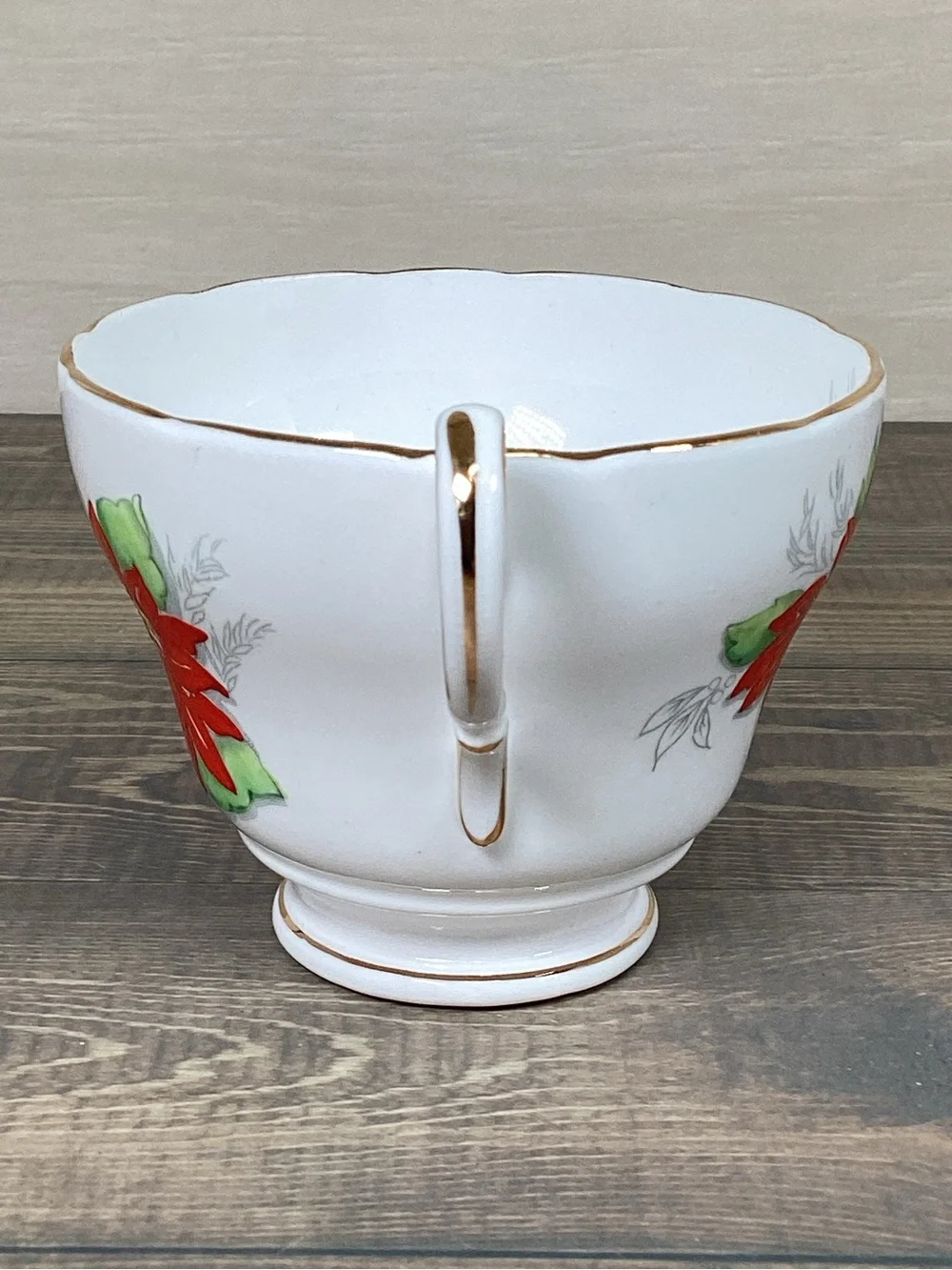 Vintage Victoria C & E Bone China England Tea Cup And Saucer Poinsettia